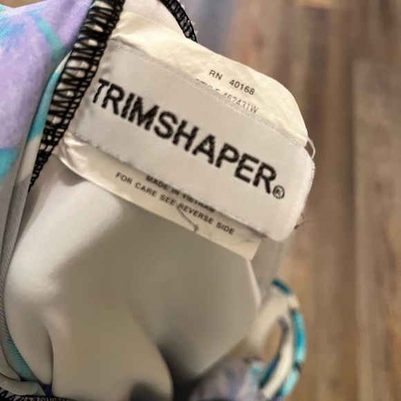 TRIMSHAPER Womens 22W Slimming Tummy Control Swimsuit Tropical Floral Multicolor - Picture 8 of 9